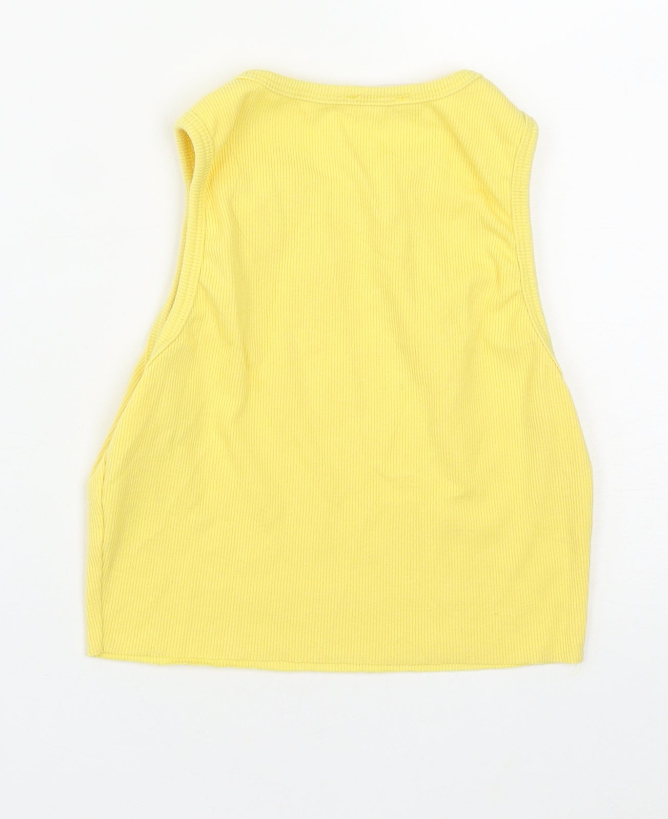 Baily Rose Womens Yellow  Polyester Cropped Tank Size S Round Neck