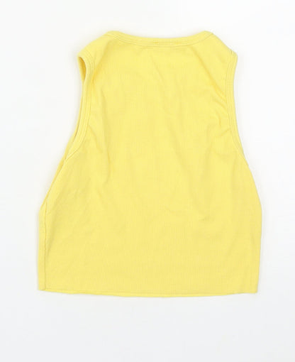 Baily Rose Womens Yellow  Polyester Cropped Tank Size S Round Neck