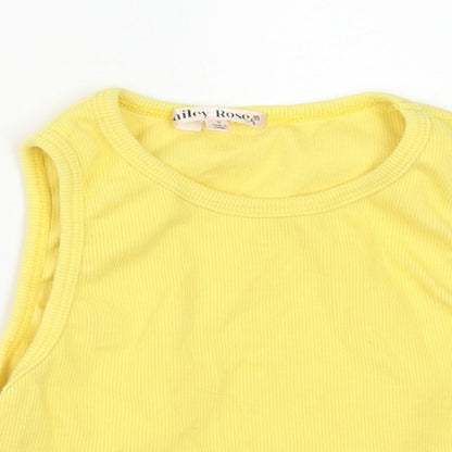 Baily Rose Womens Yellow  Polyester Cropped Tank Size S Round Neck
