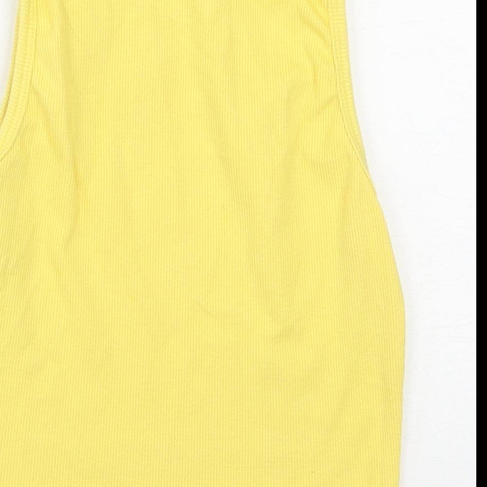 Baily Rose Womens Yellow  Polyester Cropped Tank Size S Round Neck