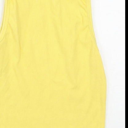 Baily Rose Womens Yellow  Polyester Cropped Tank Size S Round Neck