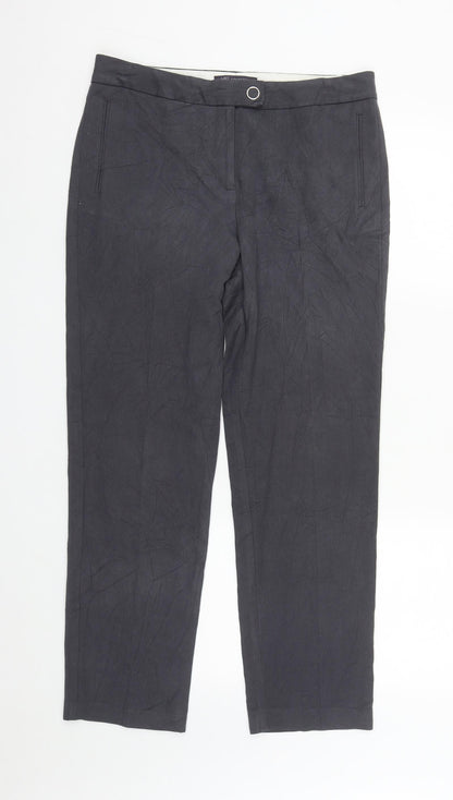 Marks and Spencer Womens Grey  Polyester Trousers  Size 12 L29 in Regular Zip