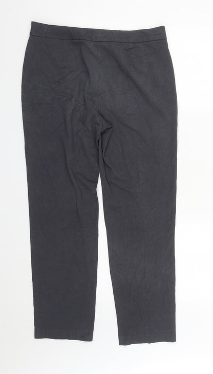 Marks and Spencer Womens Grey  Polyester Trousers  Size 12 L29 in Regular Zip