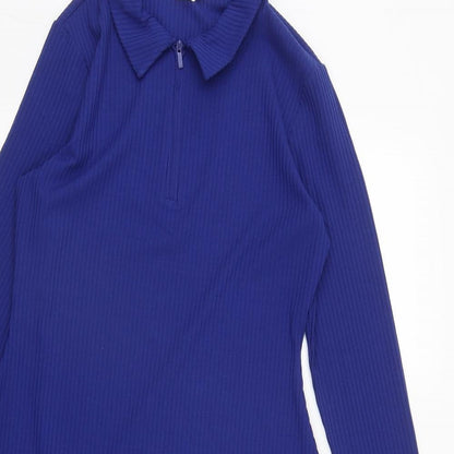 Primark Womens Blue  Polyester Shirt Dress  Size S  Collared Zip