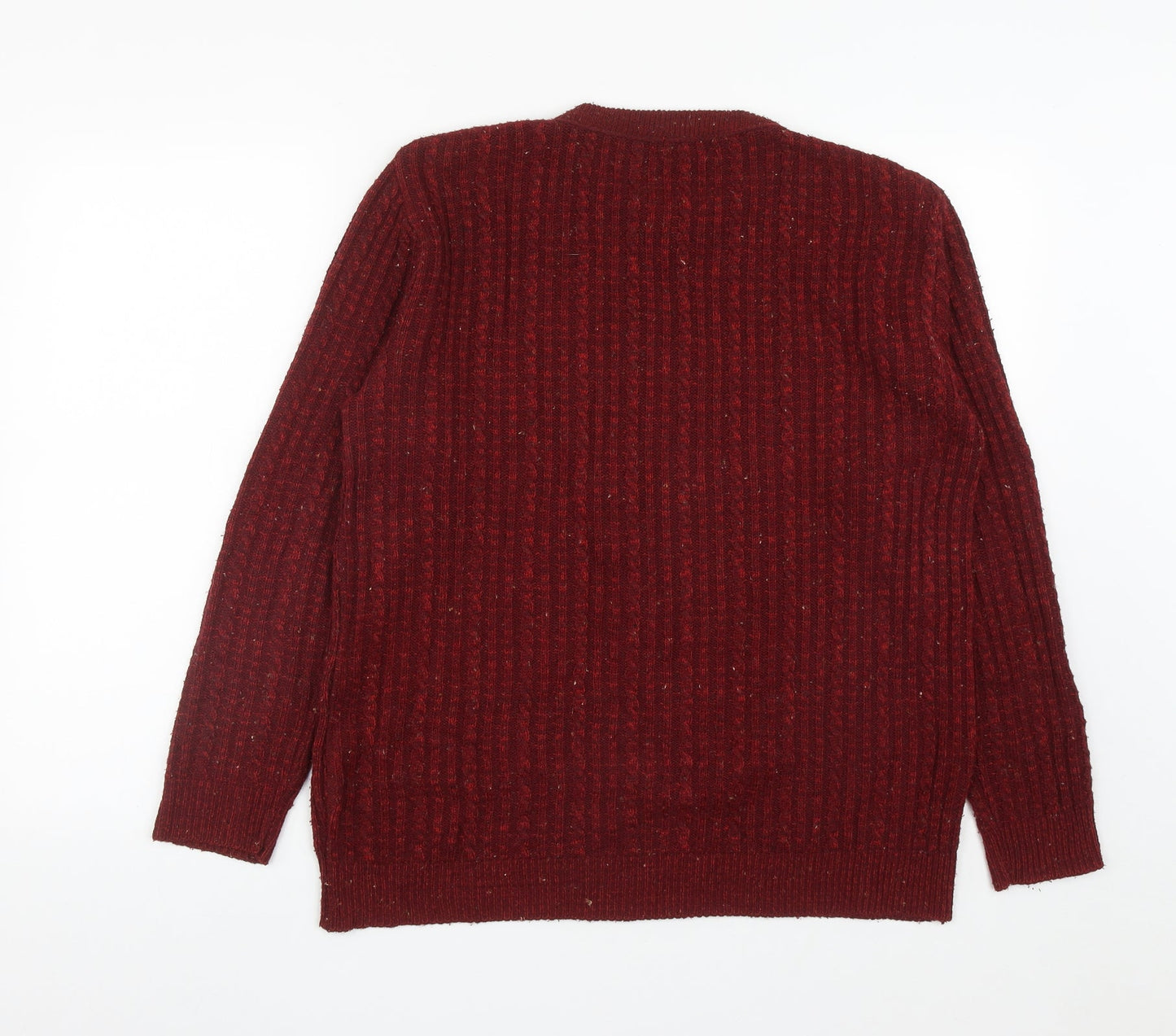 MONIQUE Mens Red Round Neck  Acrylic Pullover Jumper Size L   - Size L/XL