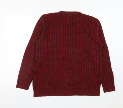 MONIQUE Mens Red Round Neck  Acrylic Pullover Jumper Size L   - Size L/XL