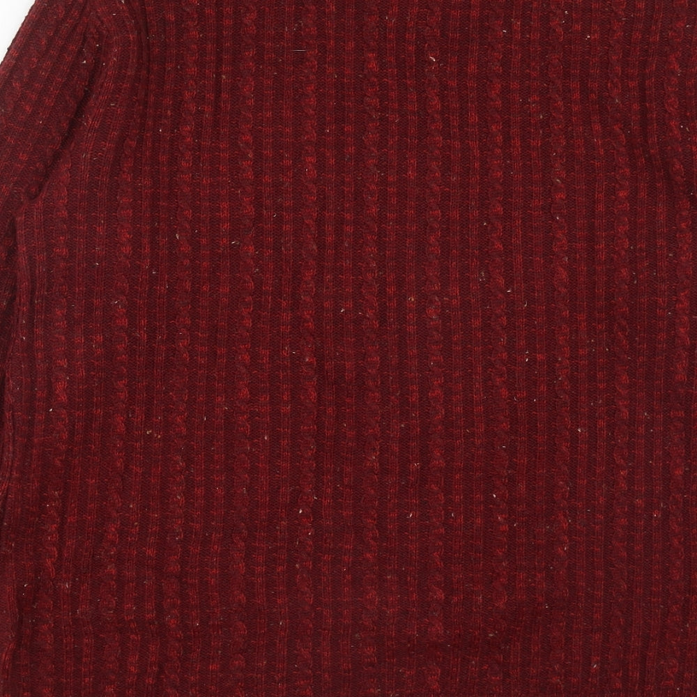MONIQUE Mens Red Round Neck  Acrylic Pullover Jumper Size L   - Size L/XL