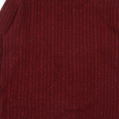 MONIQUE Mens Red Round Neck  Acrylic Pullover Jumper Size L   - Size L/XL