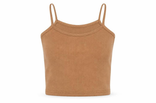 Lasula Womens Brown  Cotton Cropped Tank Size 8 Round Neck