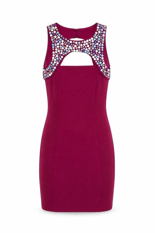 ASOS Womens Purple  Viscose Bodycon  Size 6  Round Neck Hook & Eye