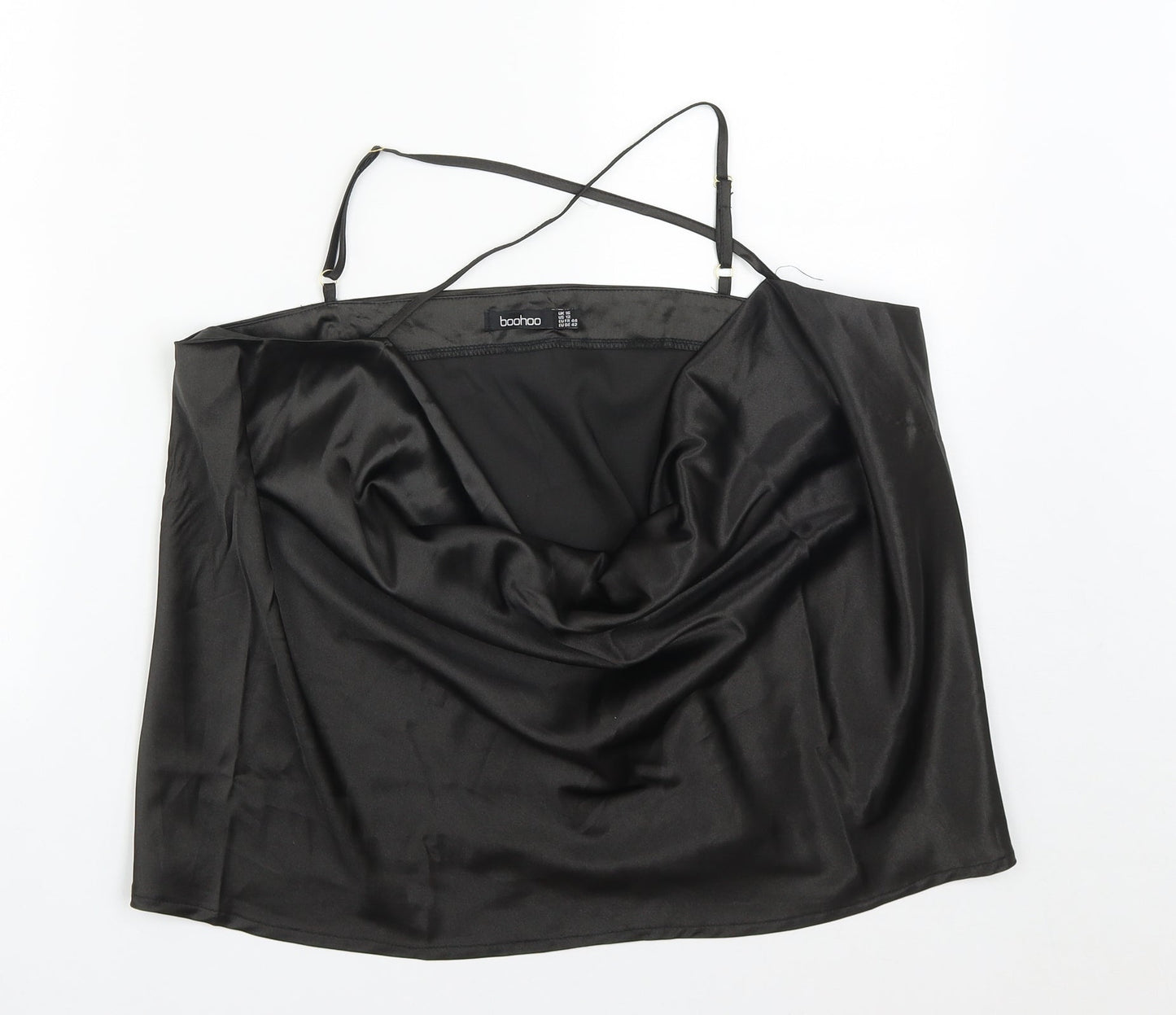 Boohoo Womens Black  Polyester Camisole Blouse Size 16 Cowl Neck