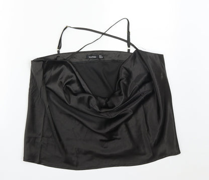 Boohoo Womens Black  Polyester Camisole Blouse Size 16 Cowl Neck