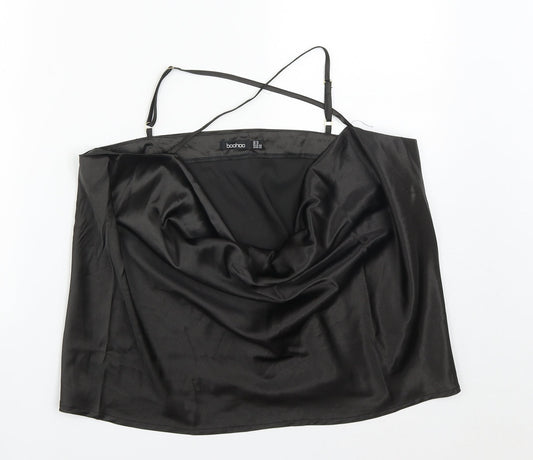 Boohoo Womens Black  Polyester Camisole Blouse Size 16 Cowl Neck