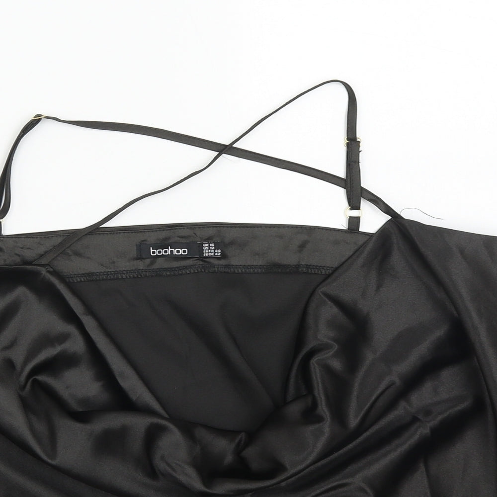 Boohoo Womens Black  Polyester Camisole Blouse Size 16 Cowl Neck