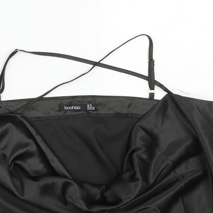 Boohoo Womens Black  Polyester Camisole Blouse Size 16 Cowl Neck