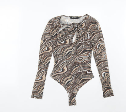 NAANAA Womens Green Geometric Polyester Bodysuit One-Piece Size 6  Snap