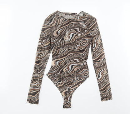 NAANAA Womens Green Geometric Polyester Bodysuit One-Piece Size 6  Snap