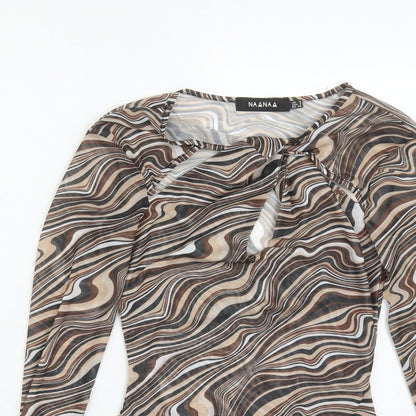 NAANAA Womens Green Geometric Polyester Bodysuit One-Piece Size 6  Snap