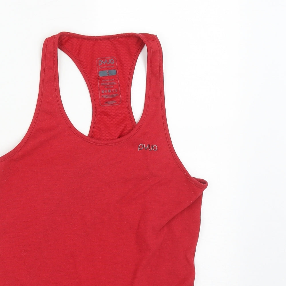 Pyua Womens Red  Polyester Basic T-Shirt Size S Round Neck