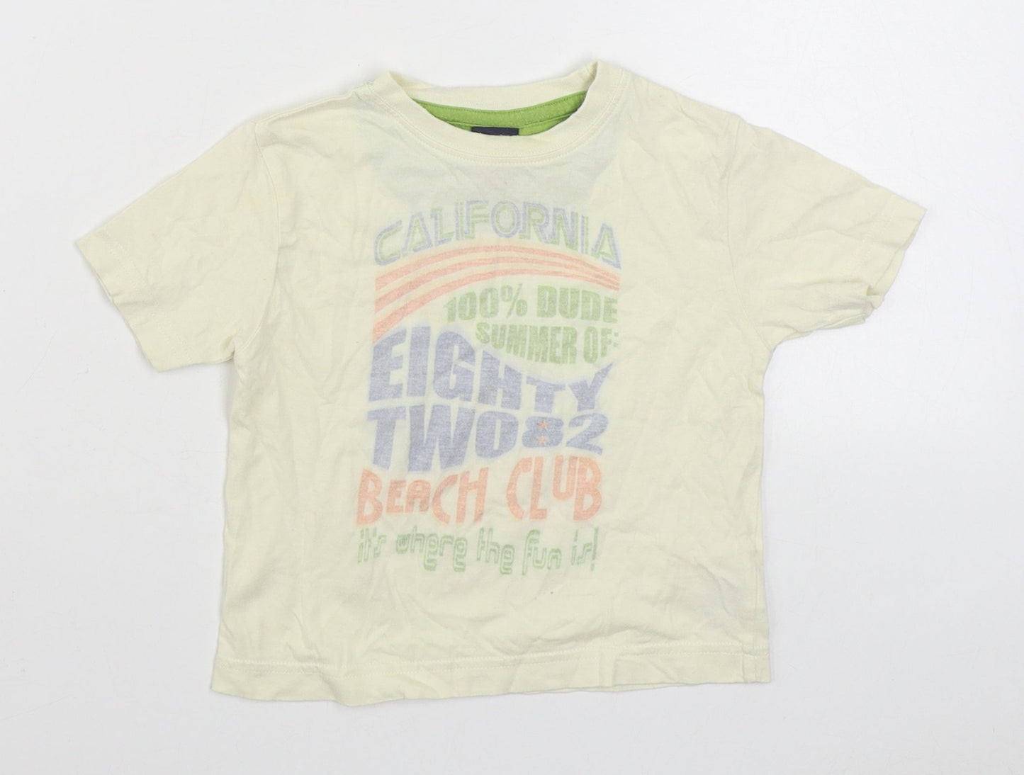NEXT Boys Ivory  100% Cotton Basic T-Shirt Size 9-12 Months Round Neck Pullover