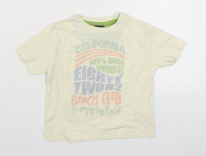 NEXT Boys Ivory  100% Cotton Basic T-Shirt Size 9-12 Months Round Neck Pullover