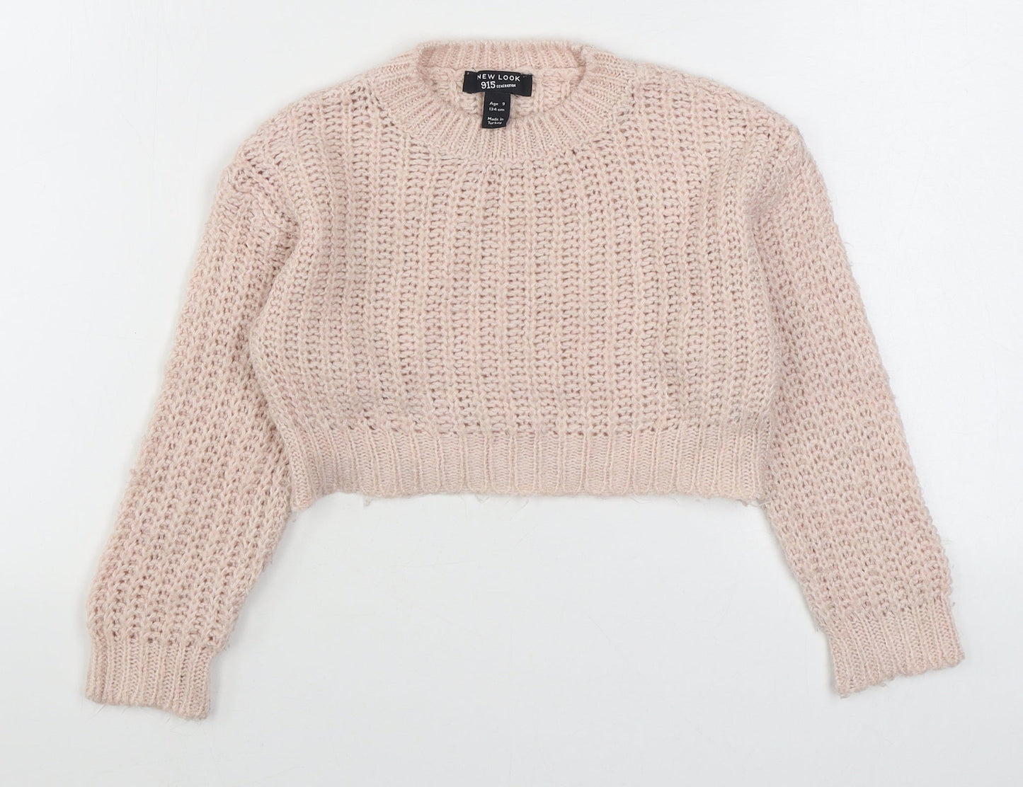 915 Generation Girls Pink Round Neck  Acrylic Pullover Jumper Size 9 Years  Pullover - Cropped