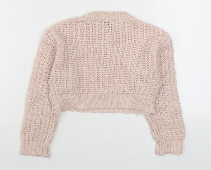 915 Generation Girls Pink Round Neck  Acrylic Pullover Jumper Size 9 Years  Pullover - Cropped