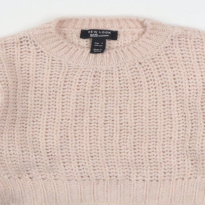 915 Generation Girls Pink Round Neck  Acrylic Pullover Jumper Size 9 Years  Pullover - Cropped