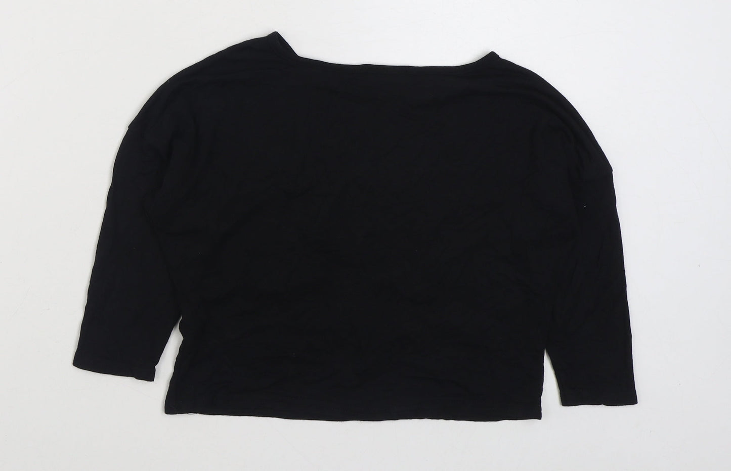 Pink Apple Girls Black  Viscose Basic T-Shirt Size 7-8 Years Round Neck Pullover