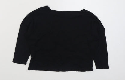 Pink Apple Girls Black  Viscose Basic T-Shirt Size 7-8 Years Round Neck Pullover