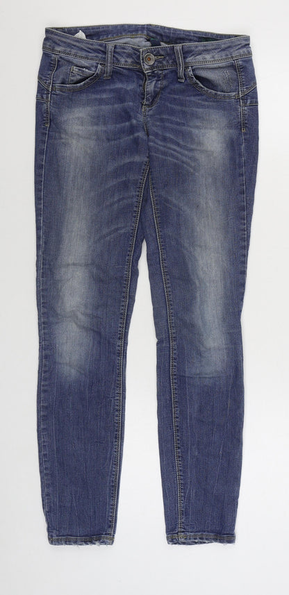 UNITED COLOURS OF BENETTON Mens Blue  Cotton Skinny Jeans Size 28 in L30 in Regular Zip
