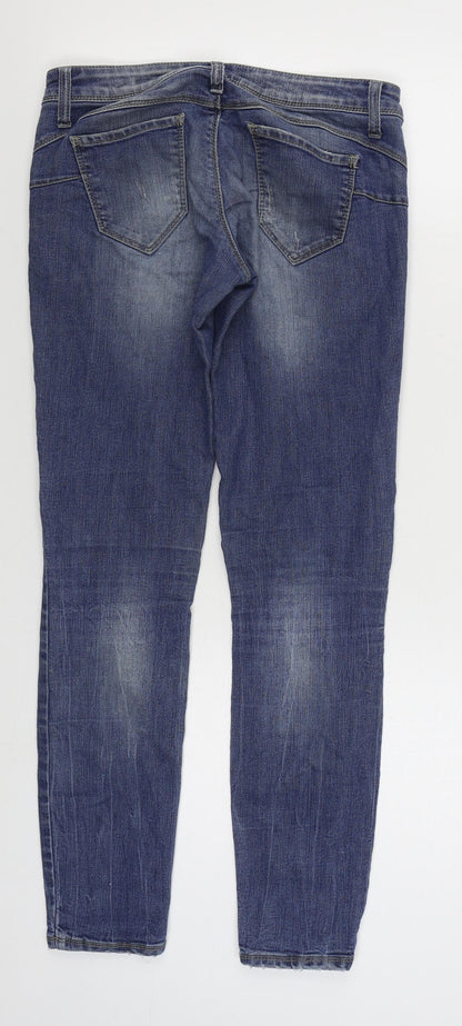 UNITED COLOURS OF BENETTON Mens Blue  Cotton Skinny Jeans Size 28 in L30 in Regular Zip