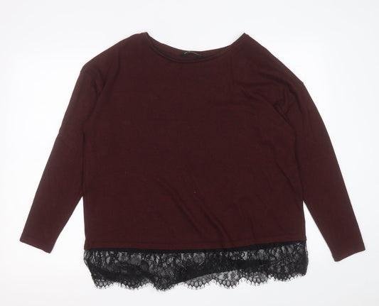 F&F Womens Purple Crew Neck  Polyester Pullover Jumper Size 14