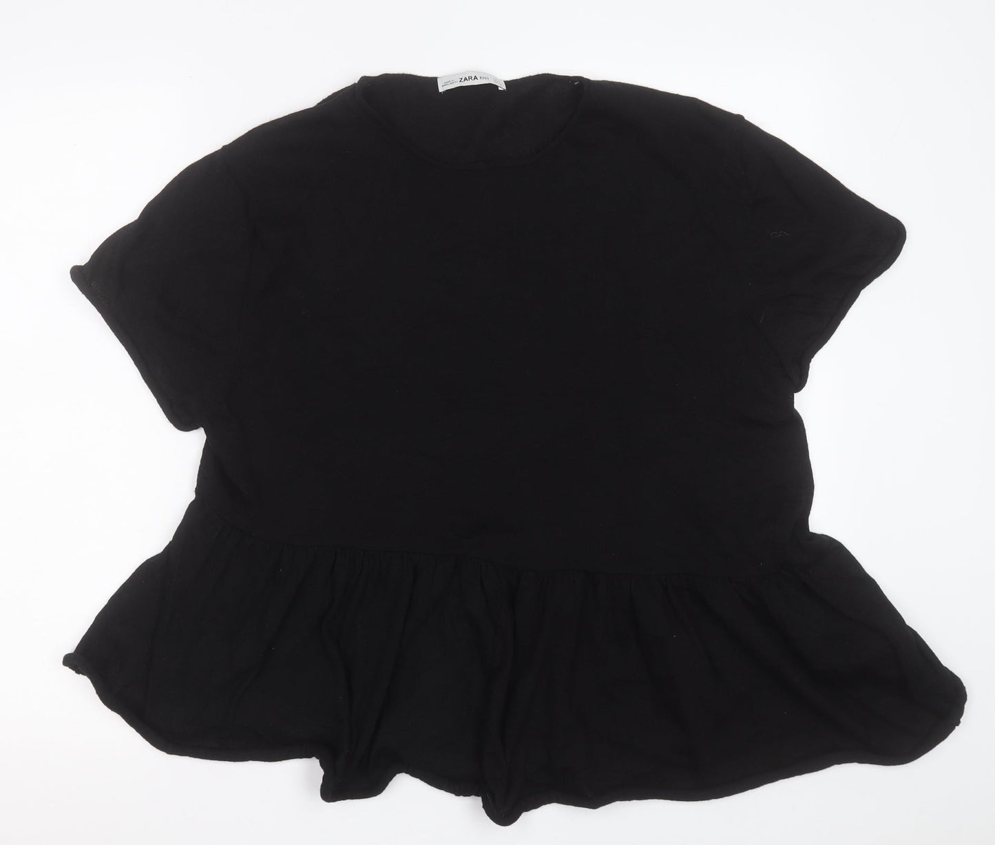 Womens UK Size S Zara Black Basic T-Shirt