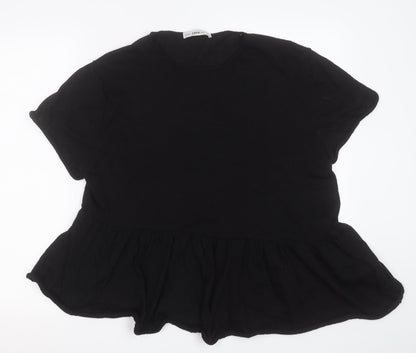 Womens UK Size S Zara Black Basic T-Shirt