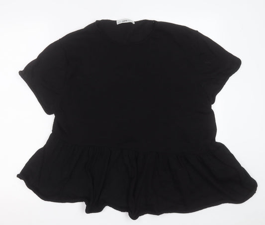 Womens UK Size S Zara Black Basic T-Shirt