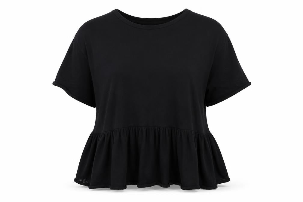 Womens UK Size S Zara Black Basic T-Shirt