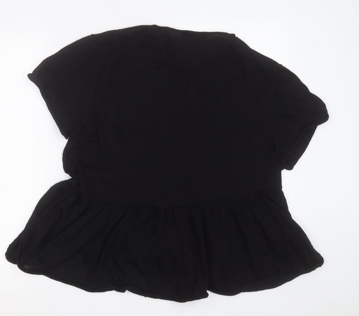 Womens UK Size S Zara Black Basic T-Shirt