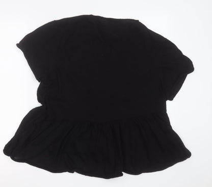 Womens UK Size S Zara Black Basic T-Shirt