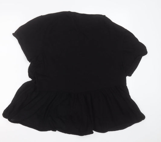 Womens UK Size S Zara Black Basic T-Shirt