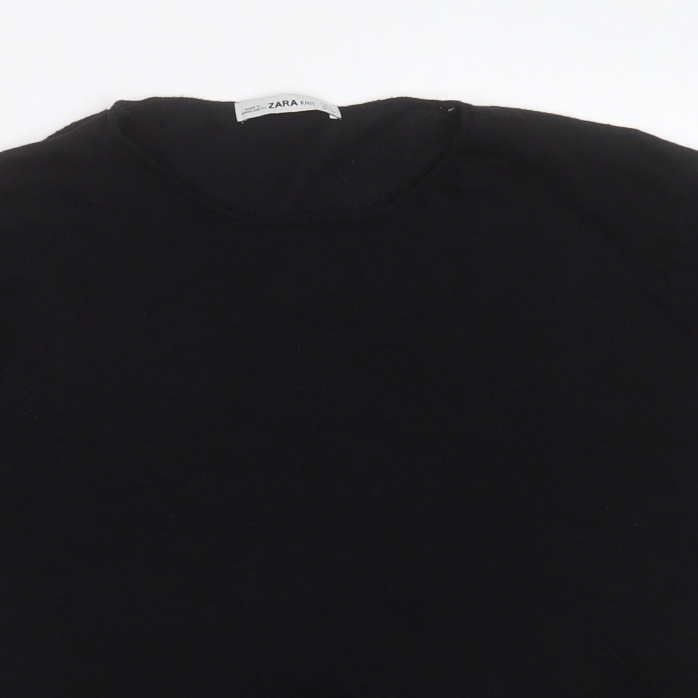 Womens UK Size S Zara Black Basic T-Shirt
