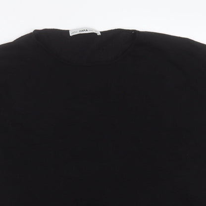 Womens UK Size S Zara Black Basic T-Shirt