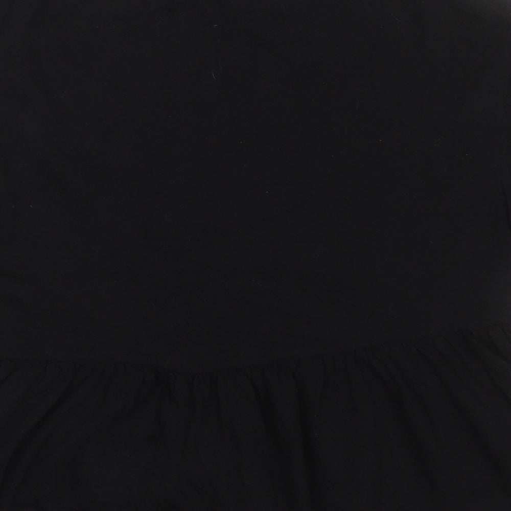 Womens UK Size S Zara Black Basic T-Shirt