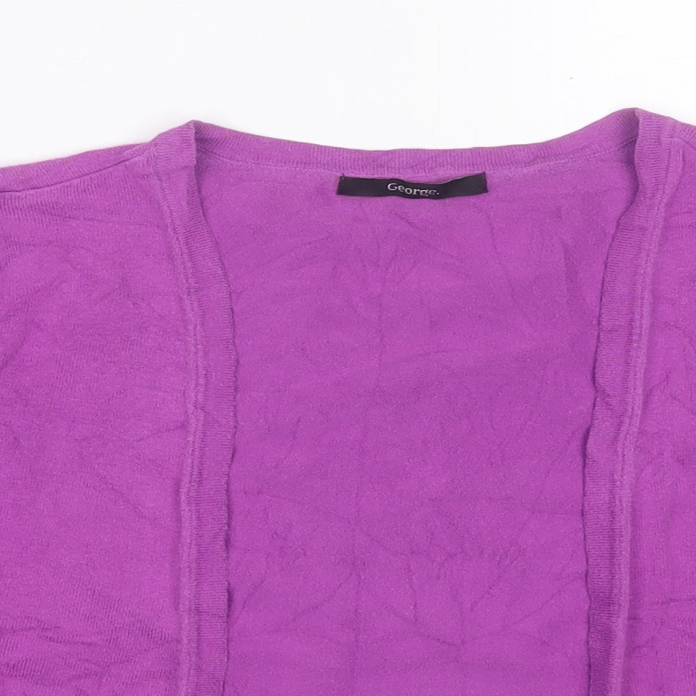 George Womens Purple V-Neck  Cotton Cardigan Jumper Size 14