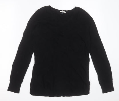 Gap Womens Black V-Neck  Cotton Pullover Jumper Size 2XS