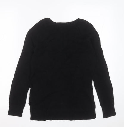 Gap Womens Black V-Neck  Cotton Pullover Jumper Size 2XS