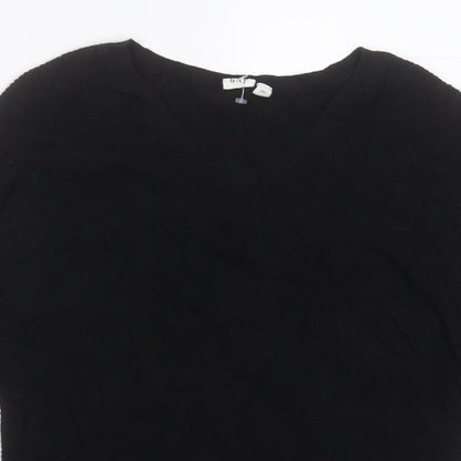 Gap Womens Black V-Neck  Cotton Pullover Jumper Size 2XS