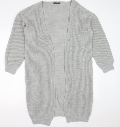 GIRL IN MIND Womens Grey V-Neck  Acrylic Cardigan Jumper Size 8