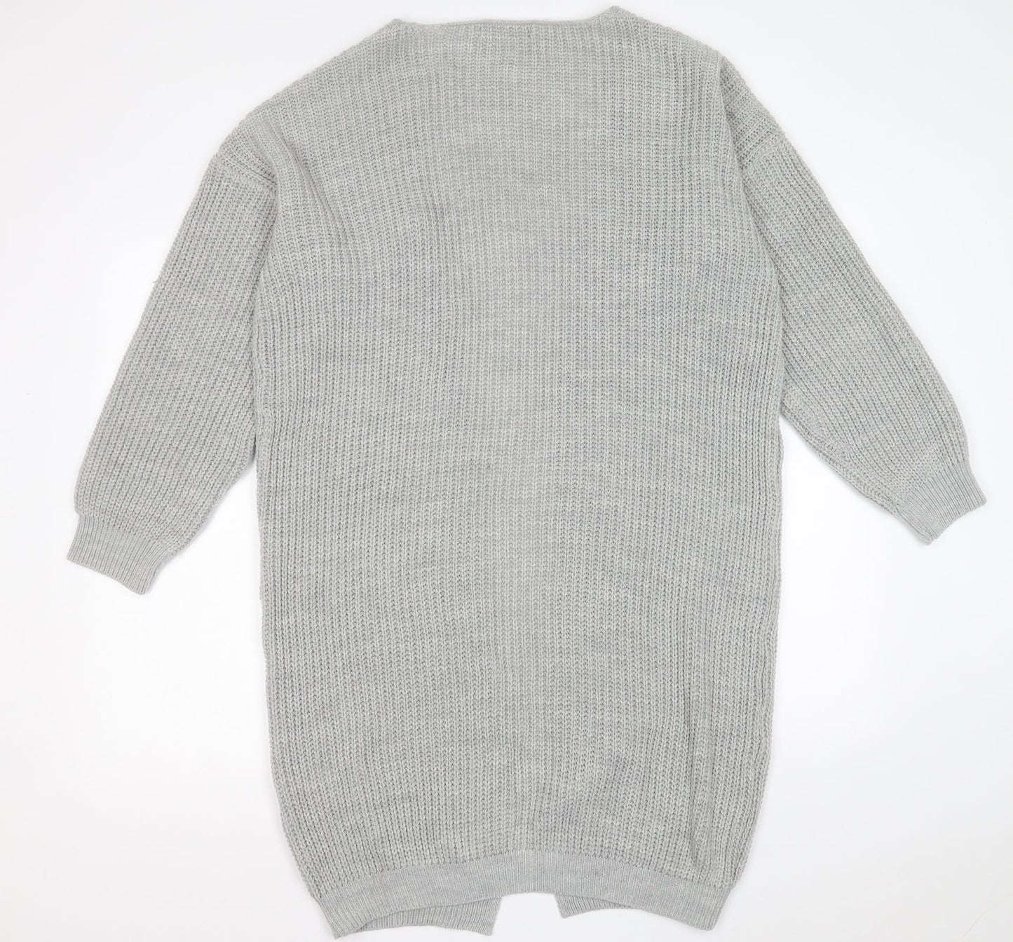 GIRL IN MIND Womens Grey V-Neck  Acrylic Cardigan Jumper Size 8