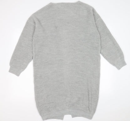 GIRL IN MIND Womens Grey V-Neck  Acrylic Cardigan Jumper Size 8